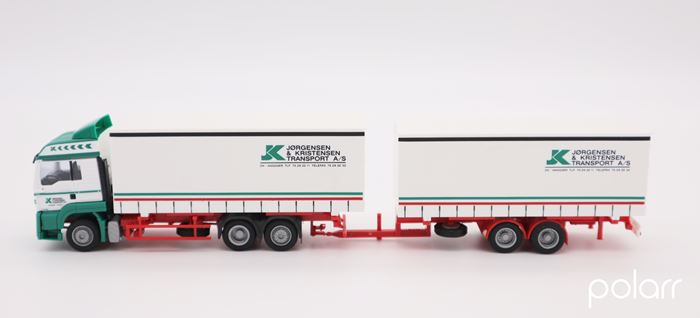 AWM MAN lastbil med hænger 'JK Jørgensen & Kristensen Transport AS'