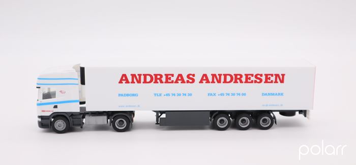 Herpa Scania lastvogn med sættevogn 'Andreas Andresen'