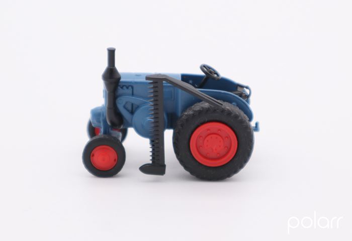 Lanz traktor med le, blå