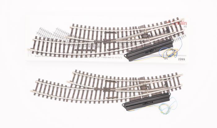 Märklin 2269 sporskifter, buet, 2 stk. højre, elektrisk