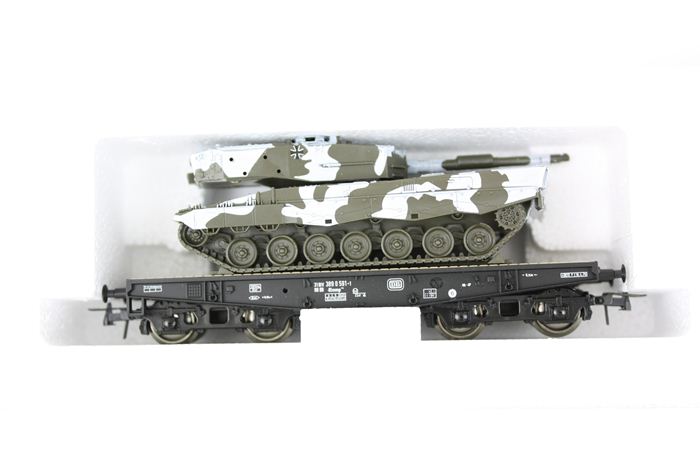 Roco 47395 DB Rlmmp kampvognstransport med Leopard 2